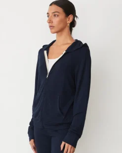 MONROW Supersoft Zip Up Hoody BLUEBLACK Clearance